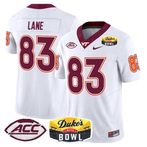 Jaylin Lane Jersey #83 Virginia Tech Hokies 2025 Duke’s Mayo Bowl Patch White by My Store