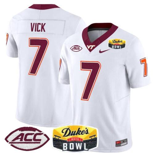 Michael Vick Jersey #7 Virginia Tech Hokies 2025 Duke’s Mayo Bowl Patch White by My Store