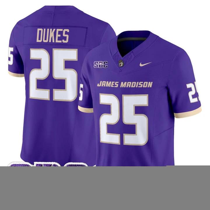 Dukes Jersey #25 James Madison Dukes 2025 Vapor Limited Stitched by My Store NCAA Football Jerseys