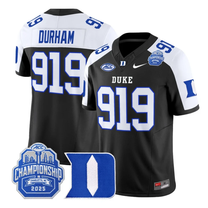 Durham Jersey #919 Duke Blue Devils 2025 ACC Championship Stitched by My Store NCAA Football Jerseys