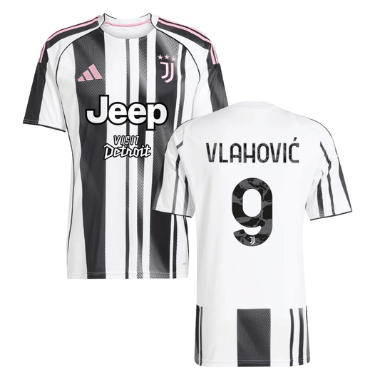 Dusan Vlahovic 9 Juventus 2025-26 Home Men Jersey – White by Soccer Jersey