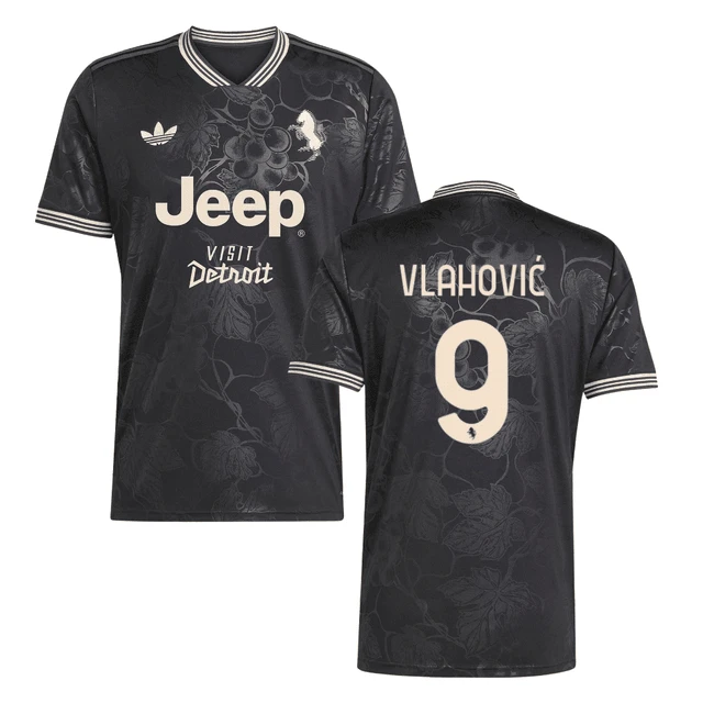 Dušan Vlahović 9 Juventus 2025-26 Third Match Jersey – Black by Soccer Jersey
