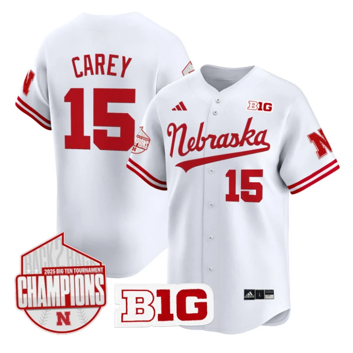 Dylan Carey Jersey #15 Nebraska Huskers Back 2 Back Champions Patch Vapor Limited Stitched White by My Store