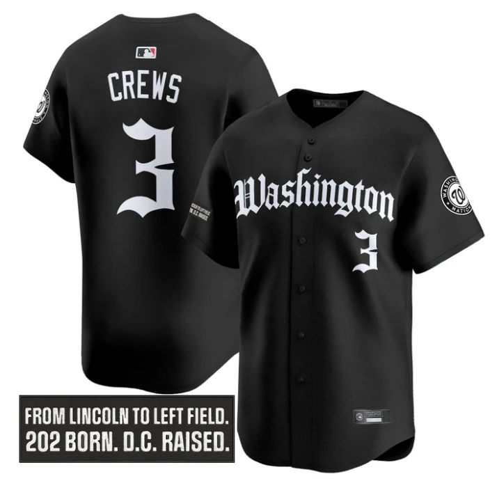 Dylan Crews Jersey #3 Washington Nationals Gothic Capitol Edition Stitched Black by My Store