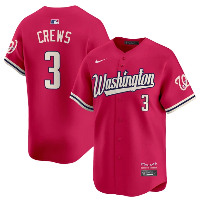 Dylan Crews Jersey #3 Washington Nationals Vapor Limited All Stitched Pink by My Store