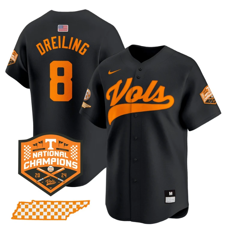 Dylan Dreiling Jersey #8 Tennessee Vols 2024 Champions Stitched Black by My Store