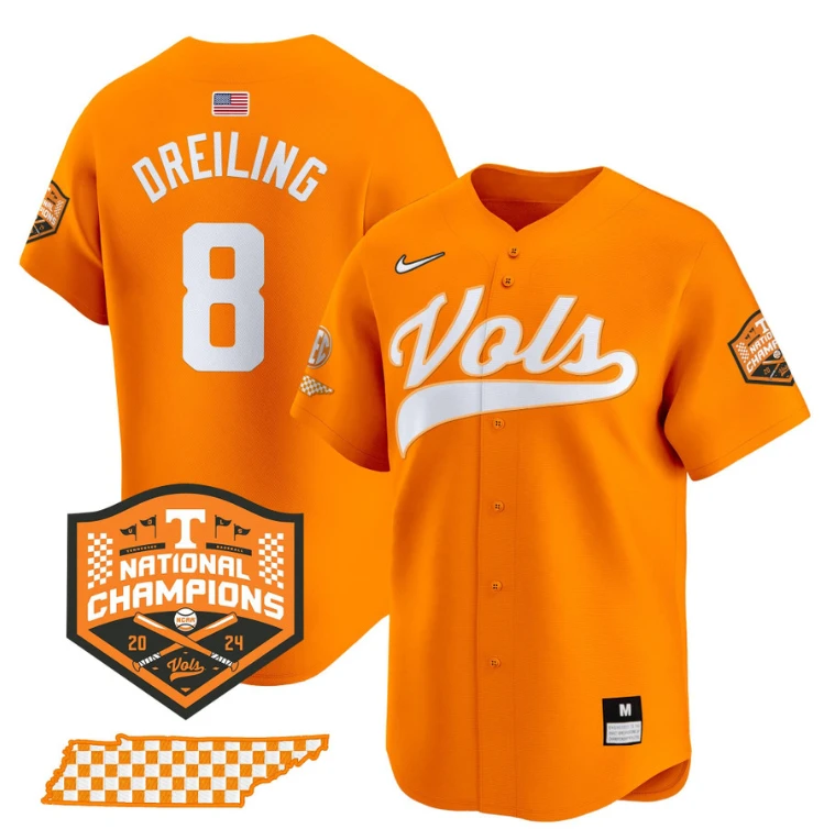 Dylan Dreiling Jersey #8 Tennessee Vols 2024 Champions Stitched Orange by My Store