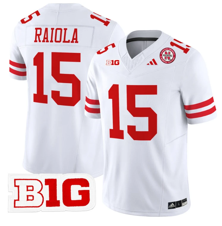 Dylan Raiola Jersey #15 Nebraska Cornhuskers Vapor Limited Football White by My Store