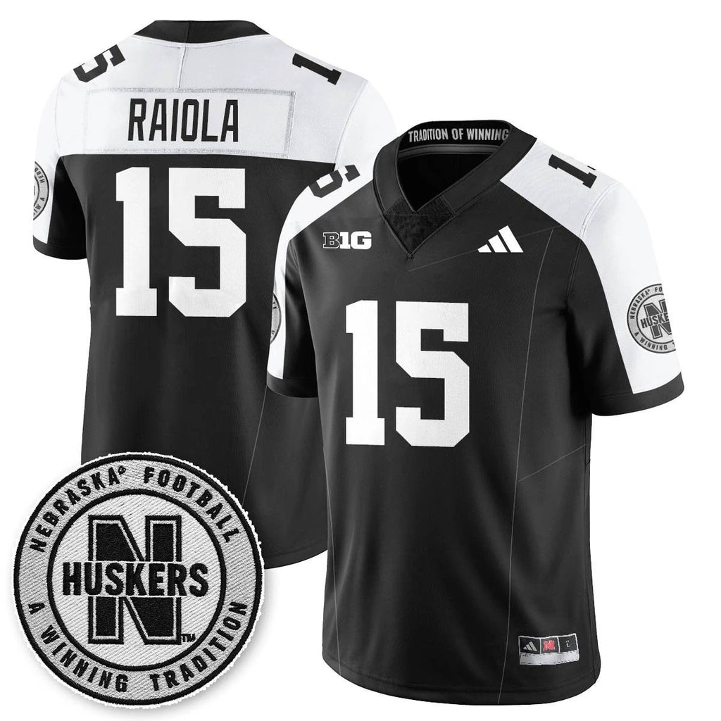 Dylan Raiola Jersey #15 Nebraska Football 2025 Blackout Stitched Black Alter by My Store NCAA Football Jerseys