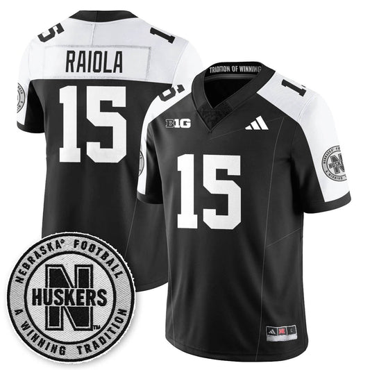 Dylan Raiola Jersey #15 Nebraska Football 2025 Blackout Stitched Black Alter by My Store NCAA Football Jerseys