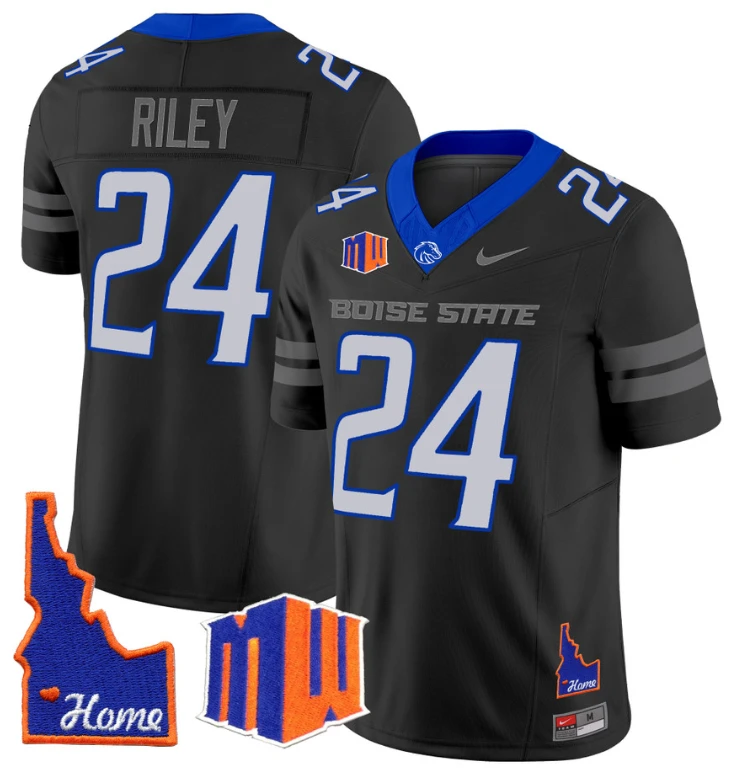 Dylan Riley Jersey #24 Boise State Broncos 2024 Home Patch Vapor Football BLack by My Store