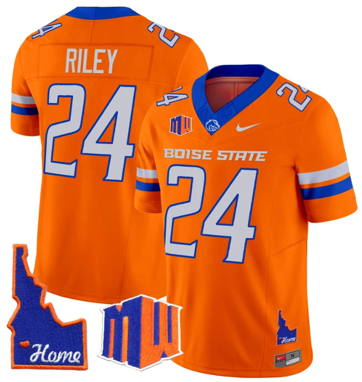 Dylan Riley Jersey #24 Boise State Broncos 2024 Home Patch Vapor Football Orange by My Store