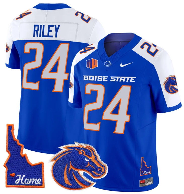 Dylan Riley Jersey #24 Boise State Broncos 2024 Home Patch Vapor Football Royal Alternate by My Store