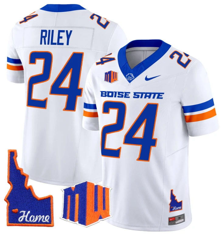 Dylan Riley Jersey #24 Boise State Broncos 2024 Home Patch Vapor Football White by My Store