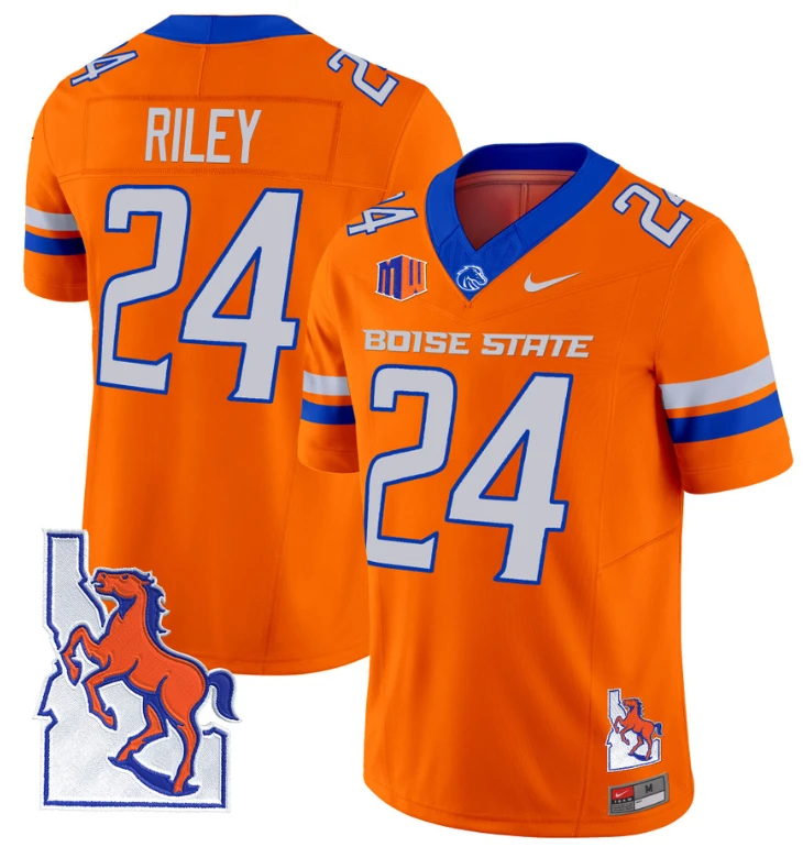 Dylan Riley Jersey #24 Boise State Broncos 2024 Map Patch Vapor Football Orange by My Store