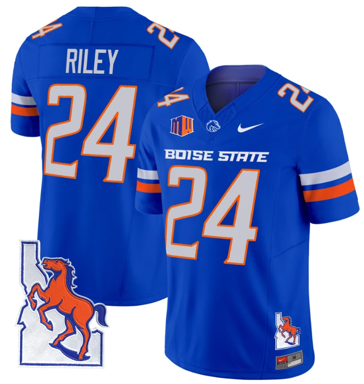 Dylan Riley Jersey #24 Boise State Broncos 2024 Map Patch Vapor Football Royal by My Store