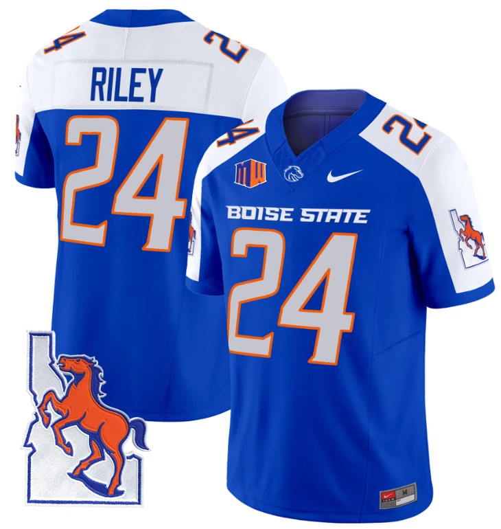 Dylan Riley Jersey #24 Boise State Broncos 2024 Map Patch Vapor Football Royal Alternate by My Store