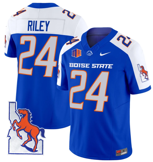 Dylan Riley Jersey #24 Boise State Broncos 2024 Map Patch Vapor Football Royal Alternate by My Store