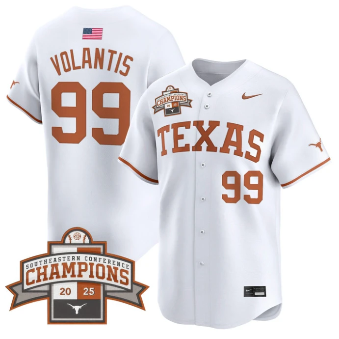 Dylan Volantis Jersey #99 Texas Longhorns 2025 Southeastern Champions Vapor Stitched White by My Store