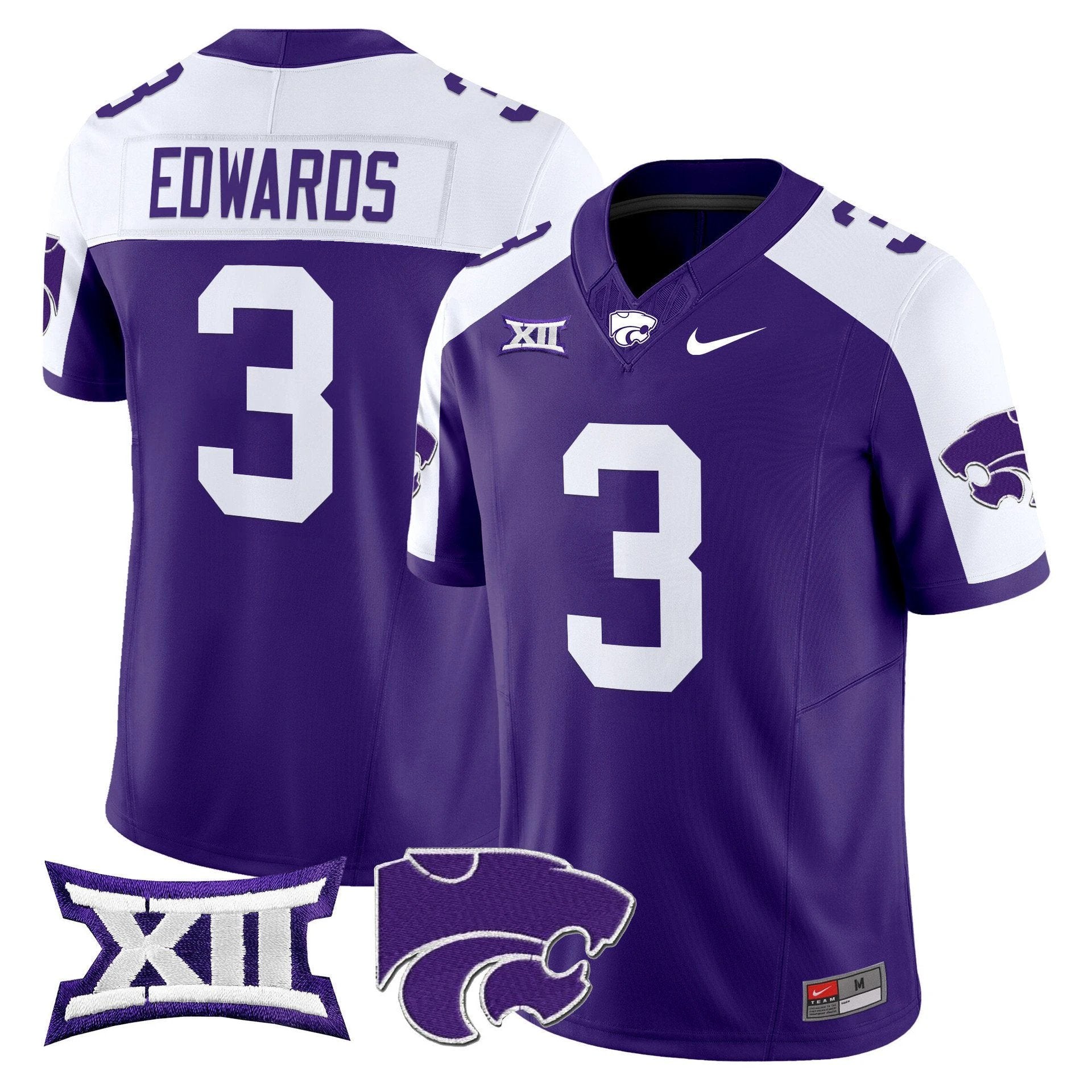 Dylan Edwards Jersey #3 Kansas State Wildcats 2025 Limited Stitched by My Store NCAA Football Jerseys