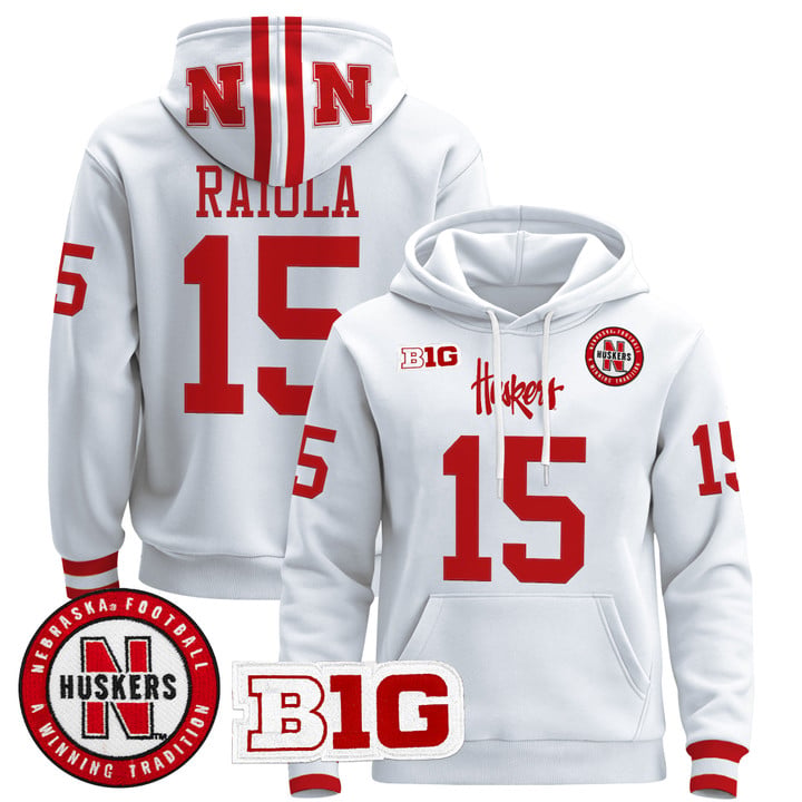 Dylan Raiola Hoodie #15 Nebraska Cornhuskers 2025 Premium Pullover Stitched by Hoodie Pullover