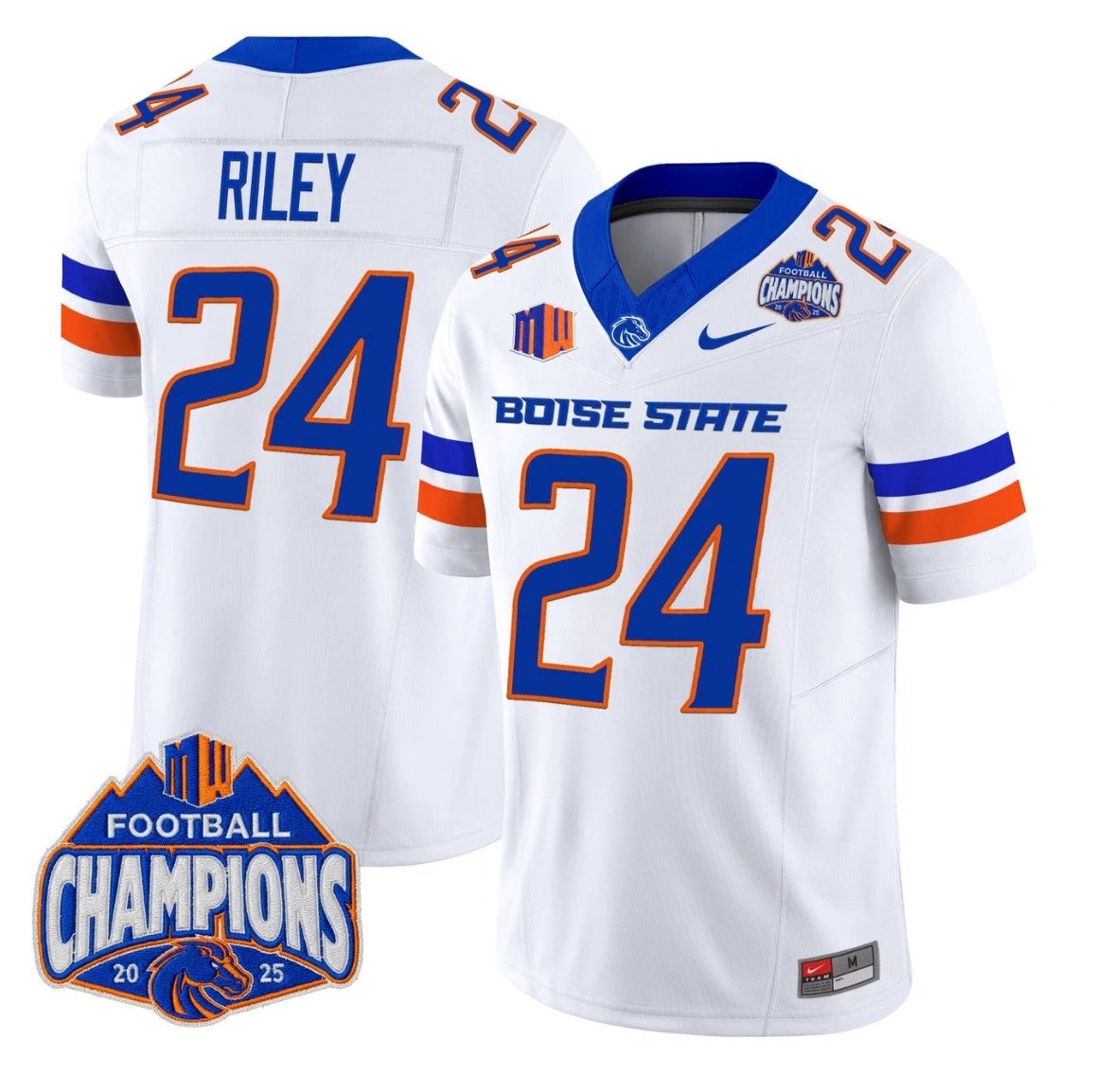 Dylan Riley Jersey #24 Boise State Broncos 2025 Mountain West Champions by My Store NCAA Football Jerseys