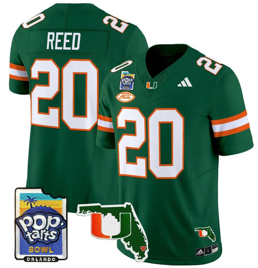 Ed Reed Jersey #20 Miami Hurricanes 2025 PopTarts Bowl Patch Green by My Store