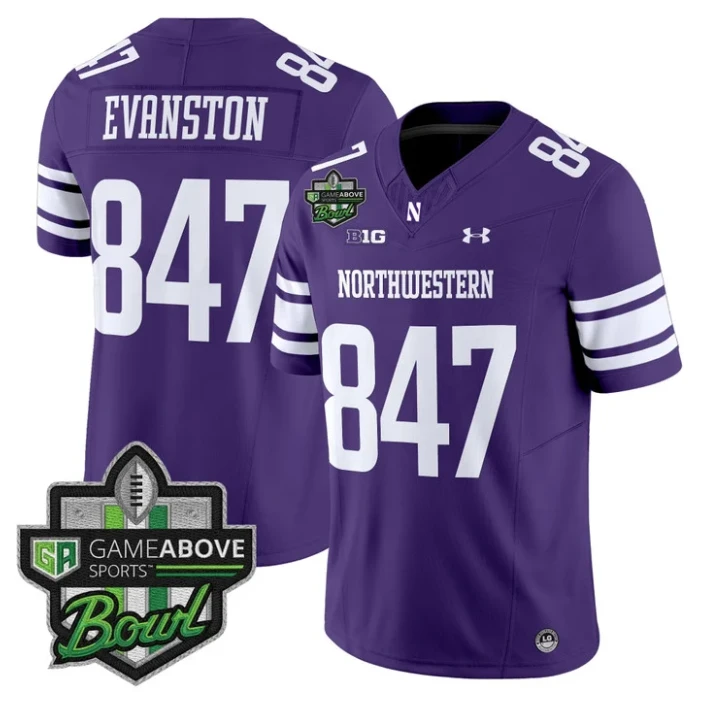 Evanston Jersey #847 Northwestern Wildcats 2025 GameAbove Sports Bowl by My Store NCAA Football Jerseys