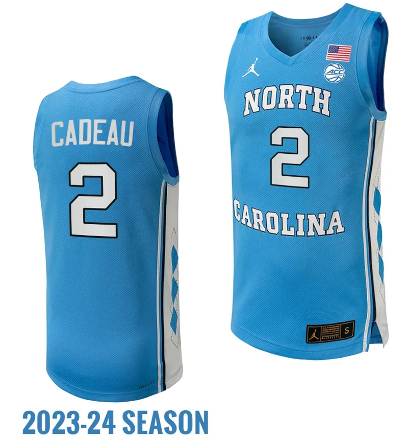 Elliot Cadeau Jersey #2 North Carolina Tar Heels Replica College Basketball 2023-24 Blue by My store basketball