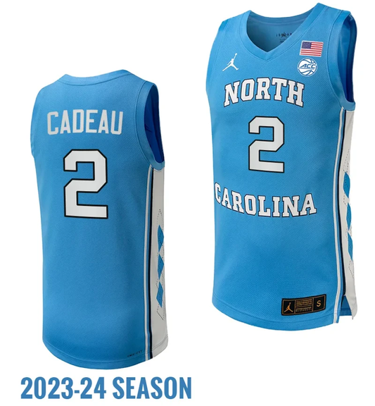 Elliot Cadeau Jersey #2 North Carolina Tar Heels Replica College Basketball 2023-24 Blue by My store basketball