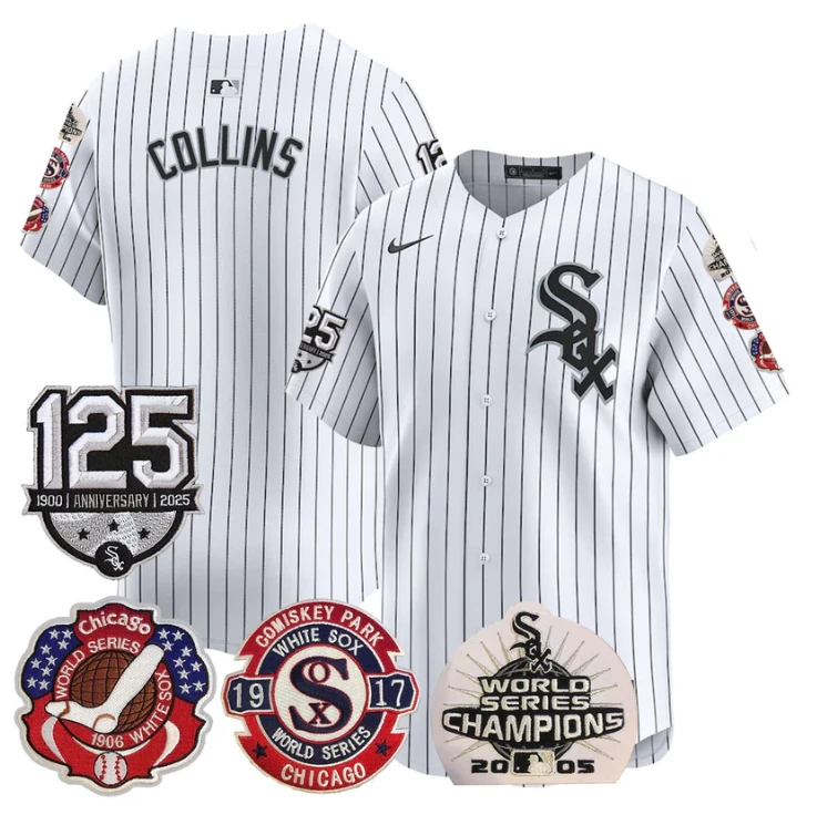 Eddie Collins Jersey Chicago White Sox 125th Anniversary World Series Champions White by My Store