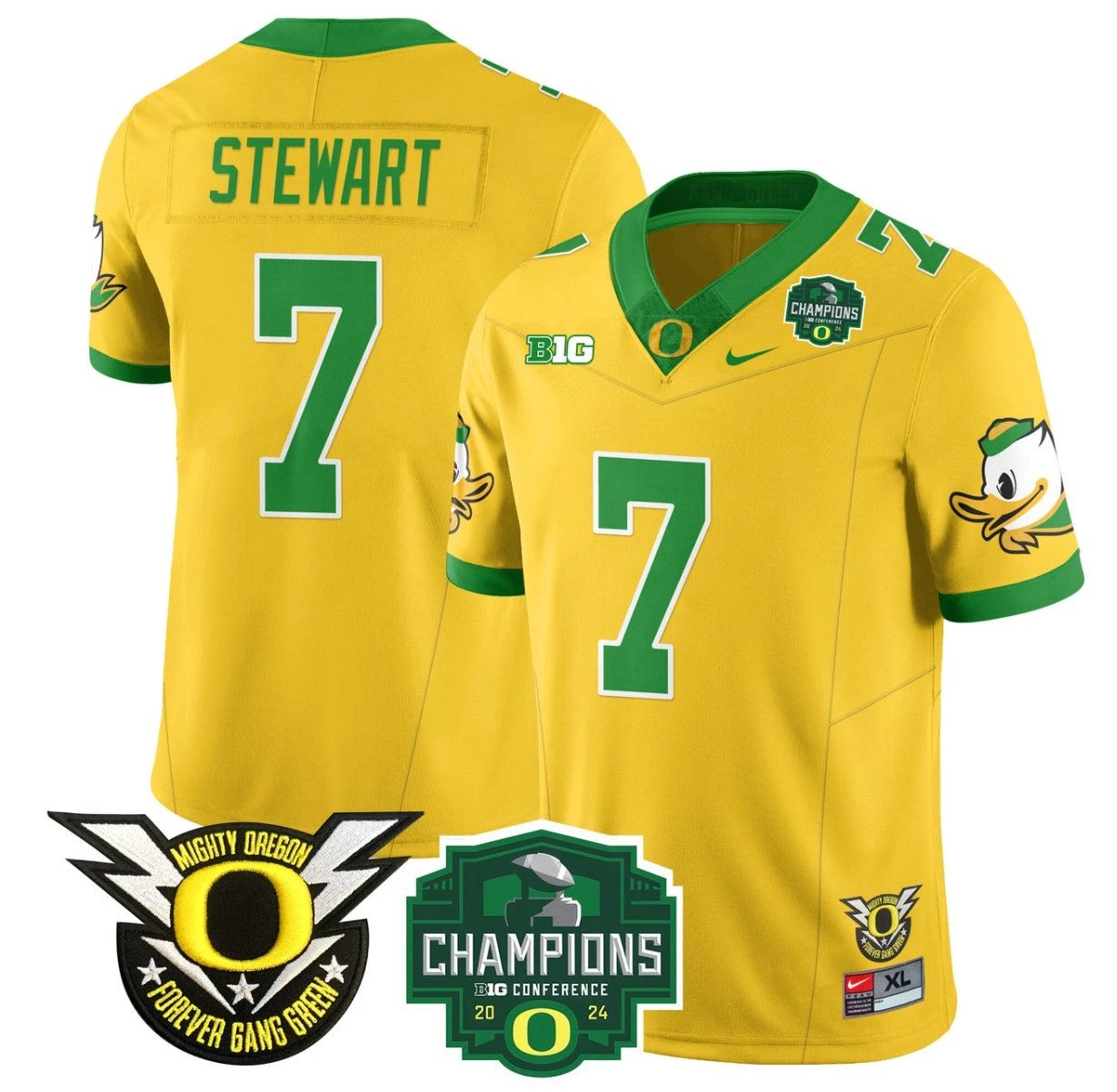Evan Stewart Jersey #7 Oregon Ducks 2024 Big Ten Champions Football Yellow by My Store