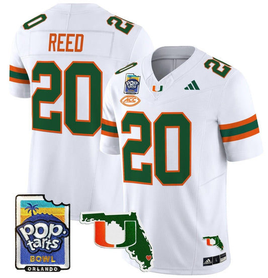 Ed Reed Jersey #20 Miami Hurricanes 2025 PopTarts Bowl Patch White by My Store