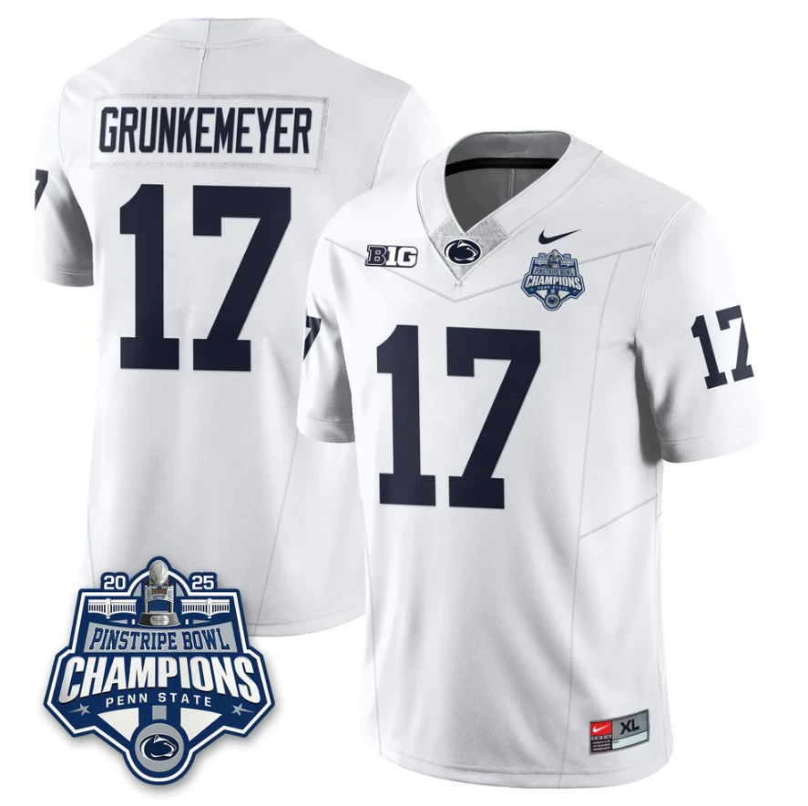 Ethan Grunkemeyer Jersey #17 Penn State 2025 Pinstripe Bowl Champions by My Store NCAA Football Jerseys