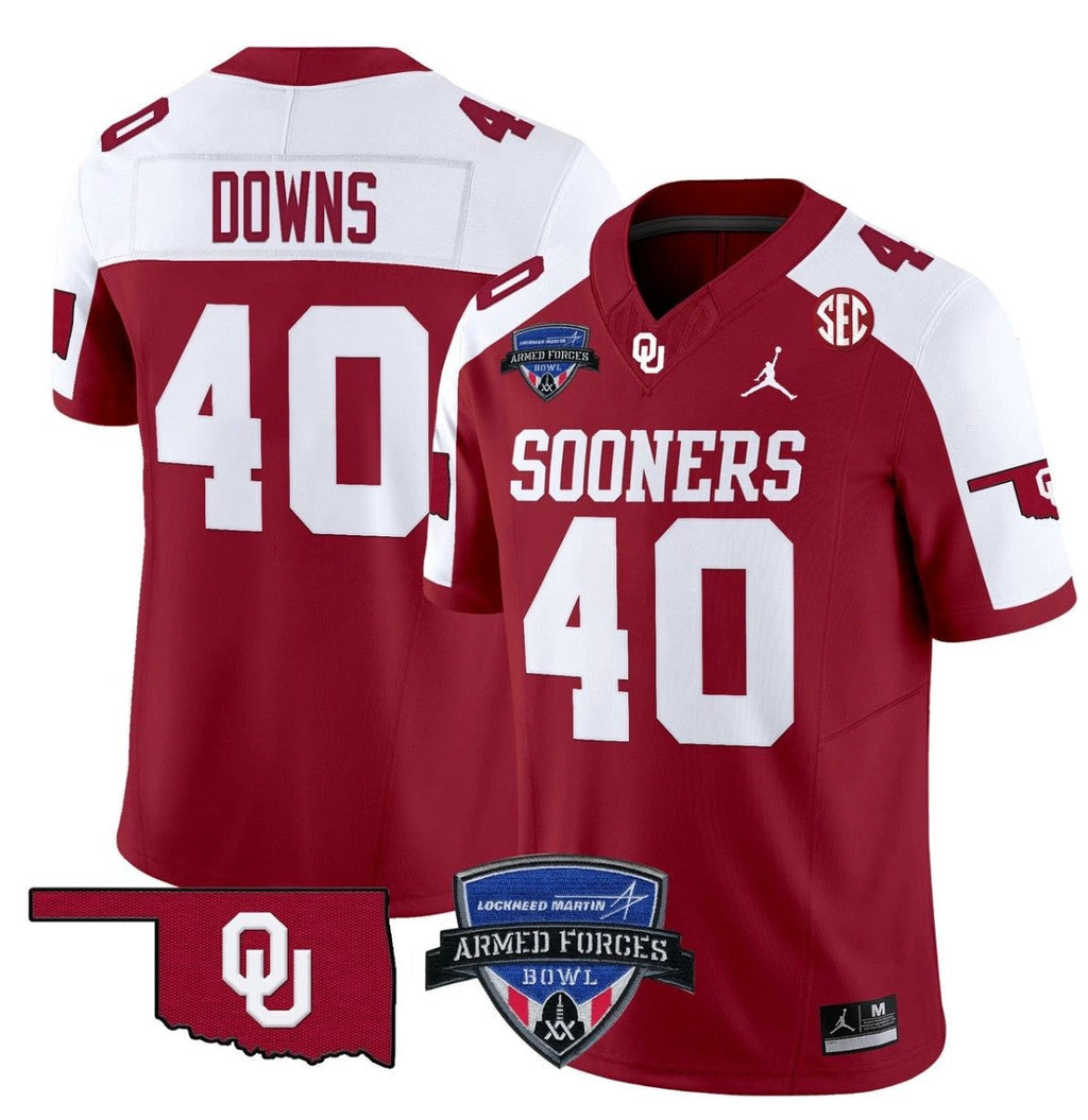 Ethan Downs Jersey #40 Oklahoma Sooners 2025 Armed Forces Bowl Patch Alternate by My Store