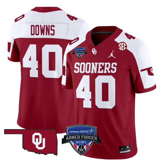 Ethan Downs Jersey #40 Oklahoma Sooners 2025 Armed Forces Bowl Patch Alternate by My Store
