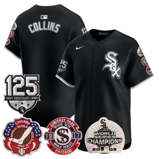 Eddie Collins Jersey Chicago White Sox 125th Anniversary World Series Champions Black by My Store