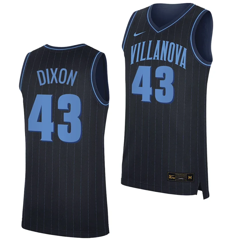 Eric Dixon Jersey #43 Villanova Wildcats Replica College Basketball 2023-24 Navy by My store basketball