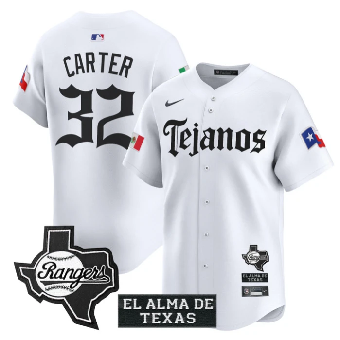 Evan Carter Jersey #32 Texas Rangers Mexico Tejano Barrio Style Vapor Limited Stitched White by My Store