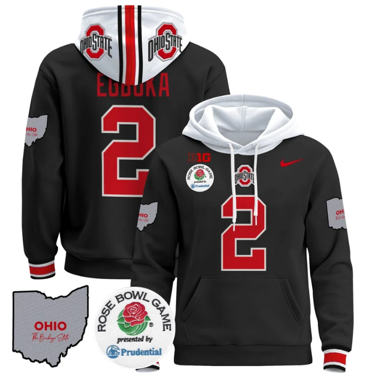 Emeka Egbuka Hoodie #22 Ohio State Buckeyes Rose Bowl Pullover by Hoodie Pullover