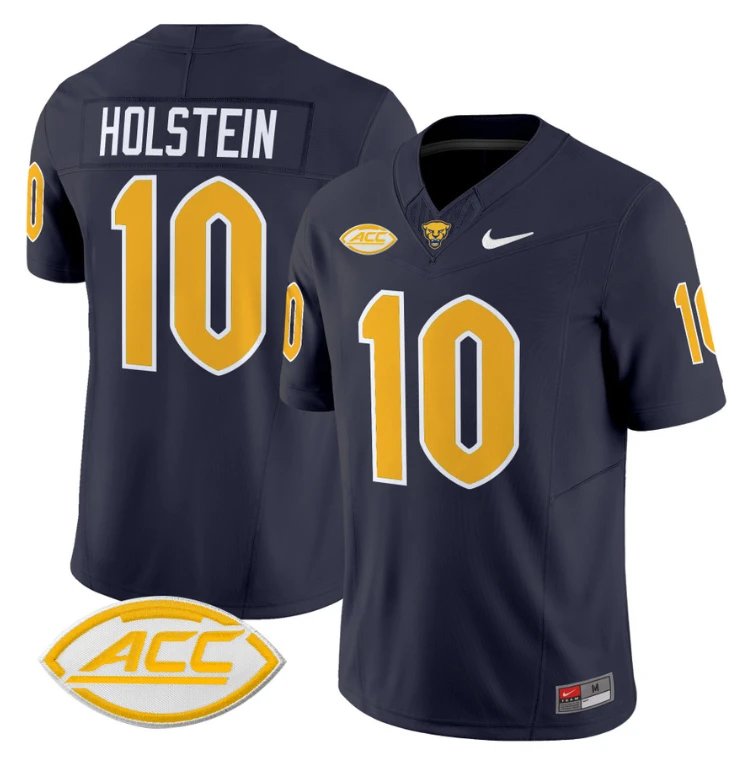 Eli Holstein Jersey #10 Pittsburgh Panthers Vapor Limited College Football Stitched Navy by My Store
