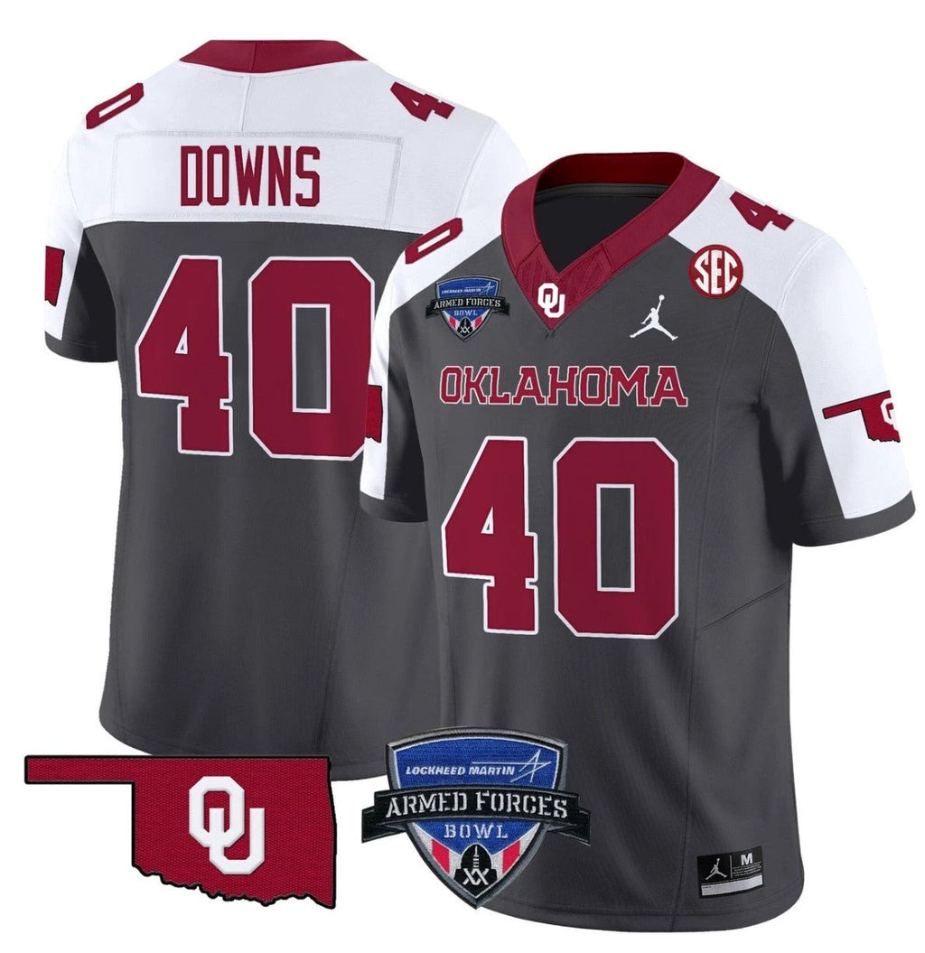 Ethan Downs Jersey #40 Oklahoma Sooners 2025 Armed Forces Bowl Patch Special by My Store