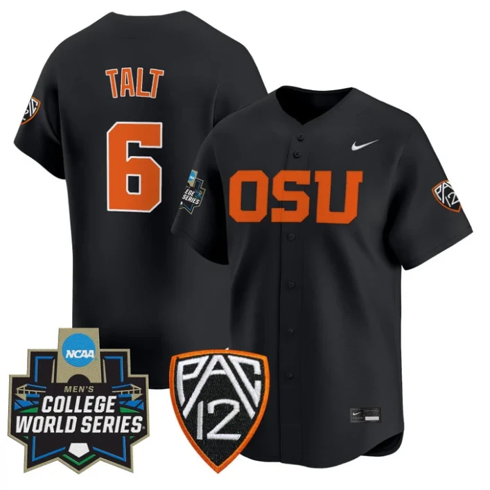 Easton Talt Jersey #6 Oregon State Beavers 2025 World Series Stitched Black by My Store