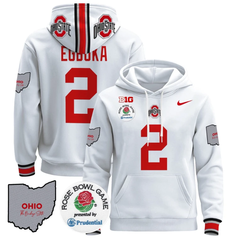 Emeka Egbuka Hoodie #22 Ohio State Buckeyes Rose Bowl Pullover by Hoodie Pullover