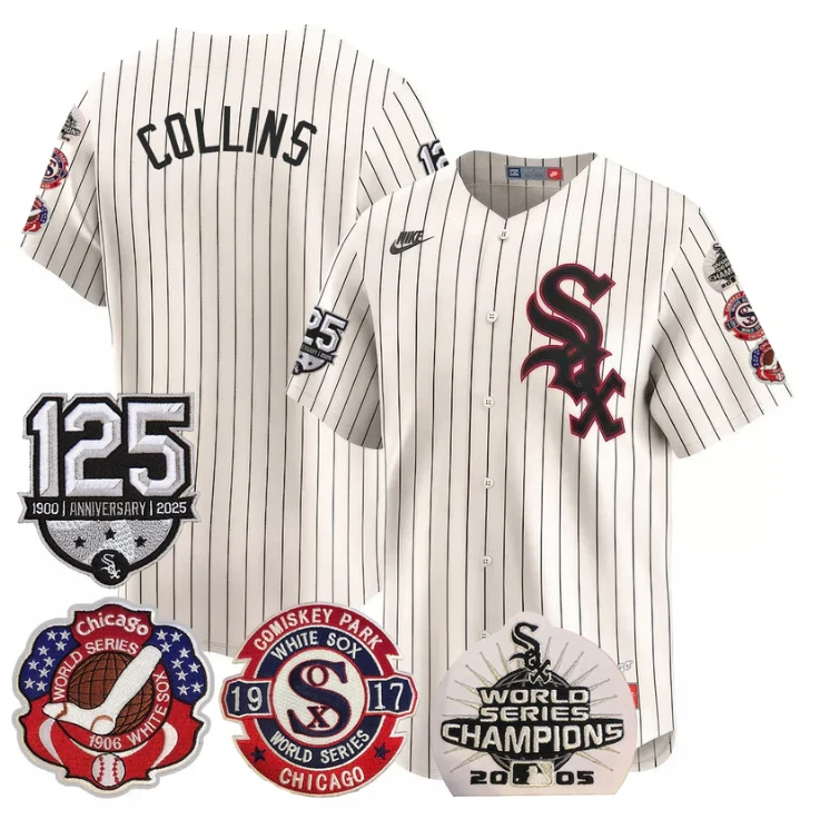 Eddie Collins Jersey Chicago White Sox 125th Anniversary World Series Champions Cream by My Store