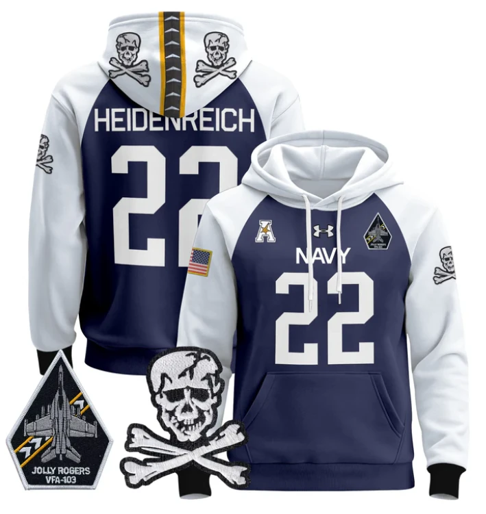 Eli Heidenreich Hoodie #22 Navy Midshipmen Pullover Jolly Rogers by Hoodie Pullover