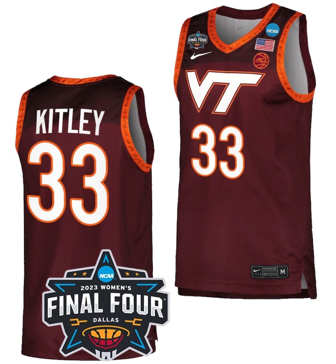 Elizabeth Kitley Jersey Virginia Tech Hokies College Basketball 2023 NCAA March Madness Final Four Maroon #33 by My store basketball