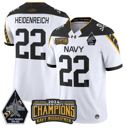 Eli Heidenreich Jersey 22 Navy Midshipmen Commander-in-chief's Trophy White by NCAA Football Jersey