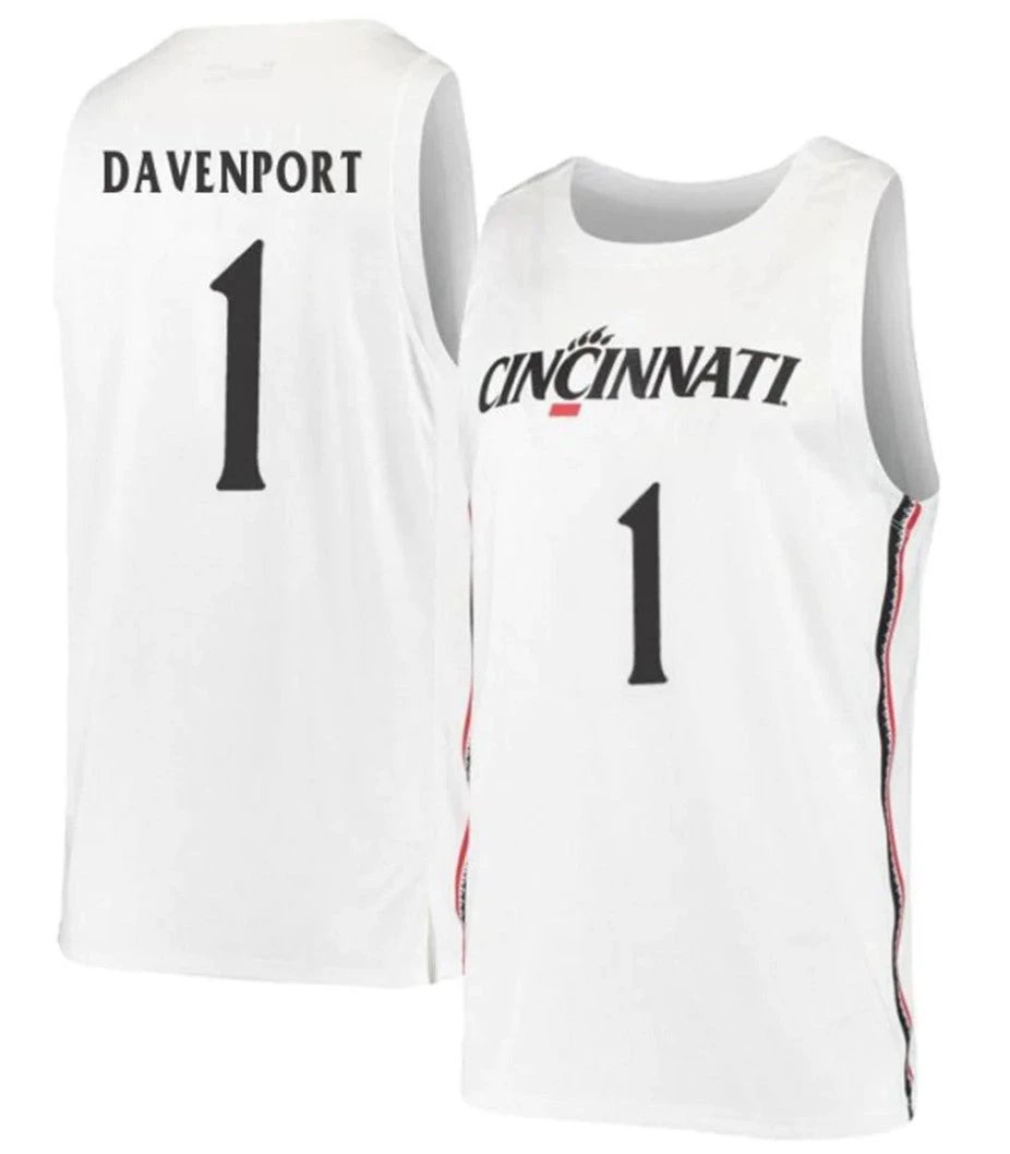 eremiah Davenport Jersey Cincinnati Bearcats College Basketball White #1 by My store basketball