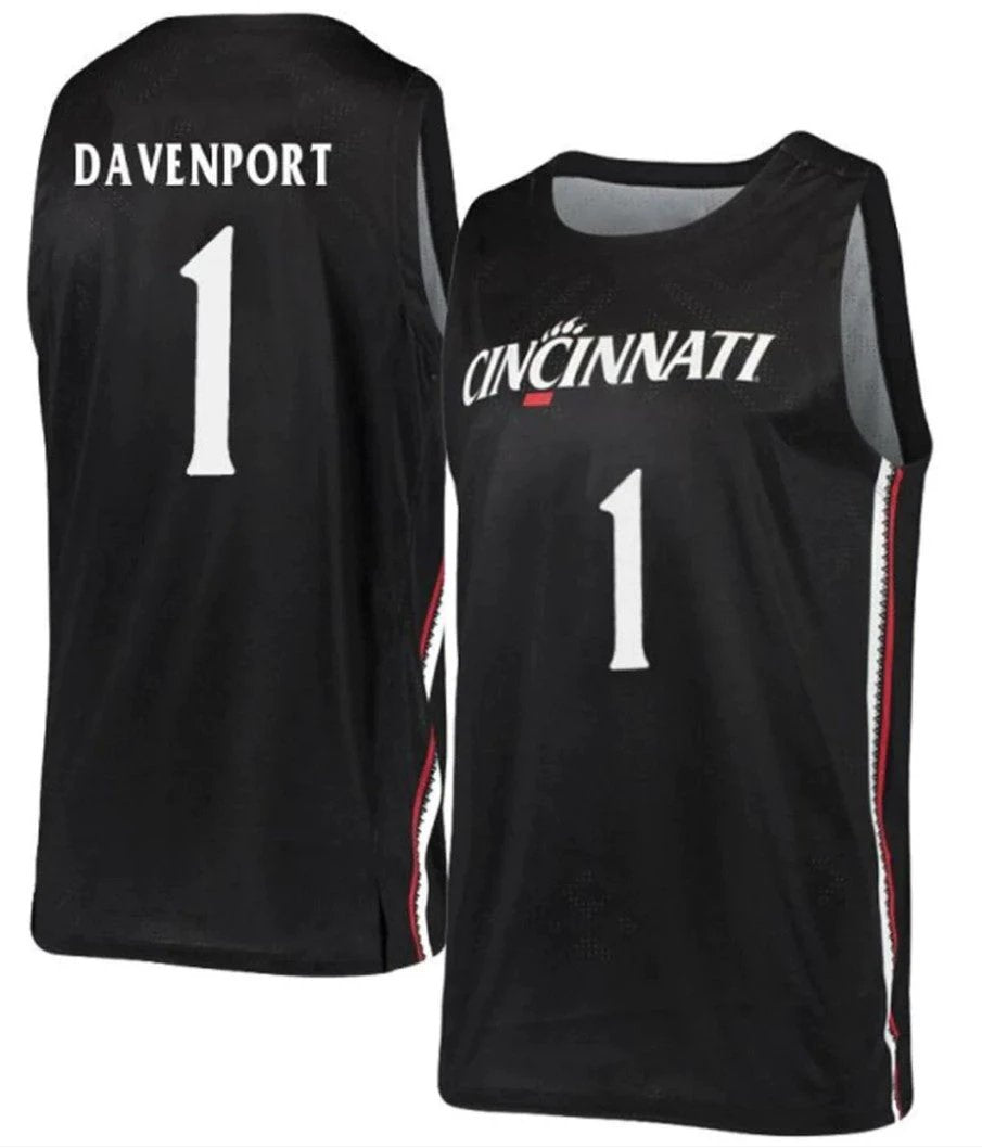 eremiah Davenport Jersey Cincinnati Bearcats College Basketball Black #1 by My store basketball